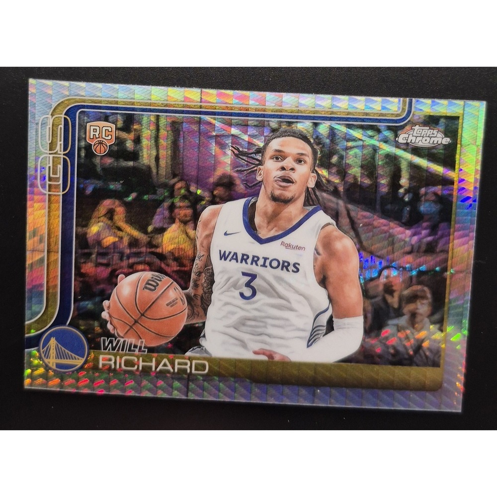 2025 Topps Chrome Will Richard #287 Rookie Hyper Refractor (RC) Warriors - Picture 3 of 8